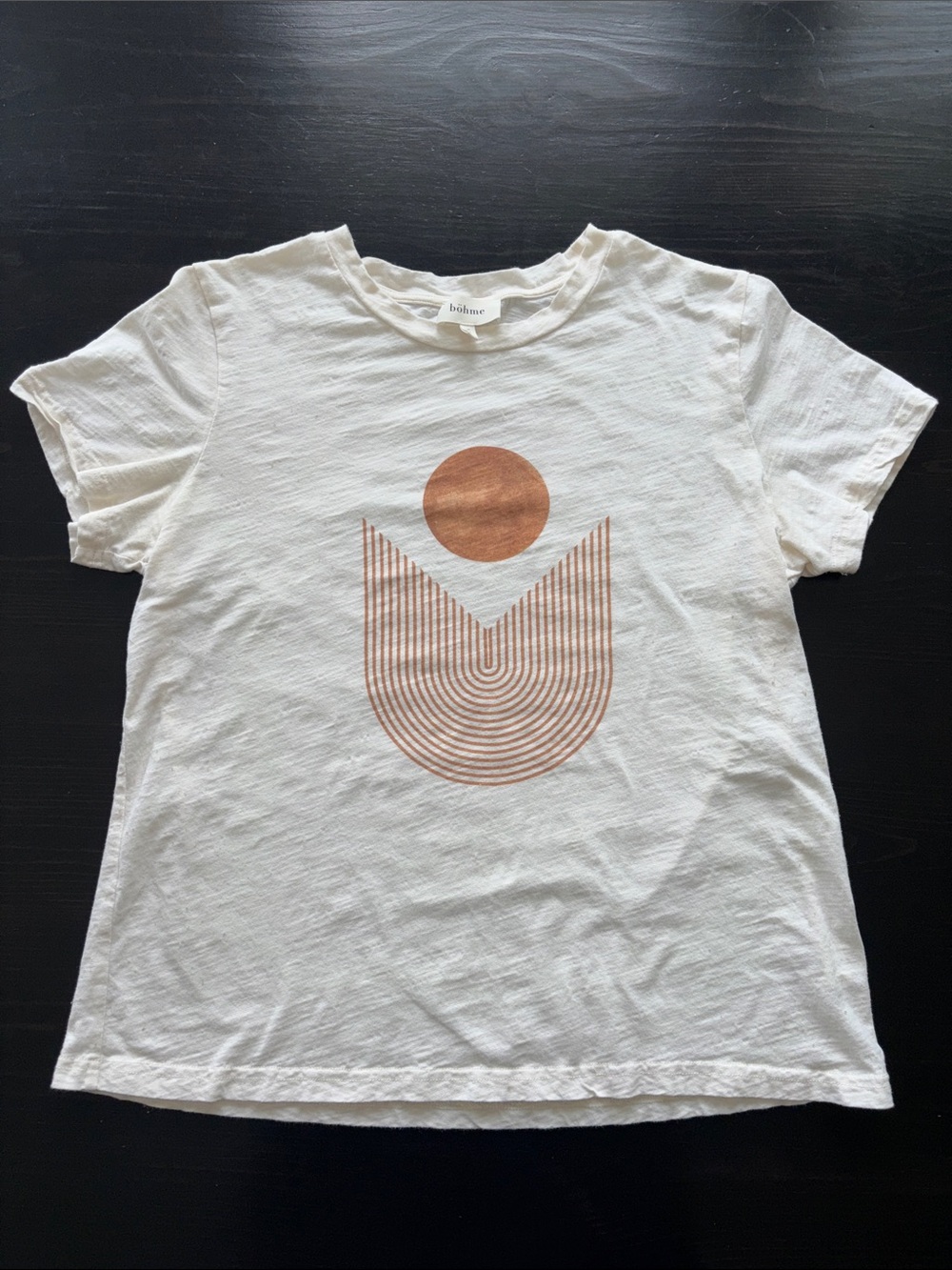 Womens Graphic Tee with Rust Geometric Print
